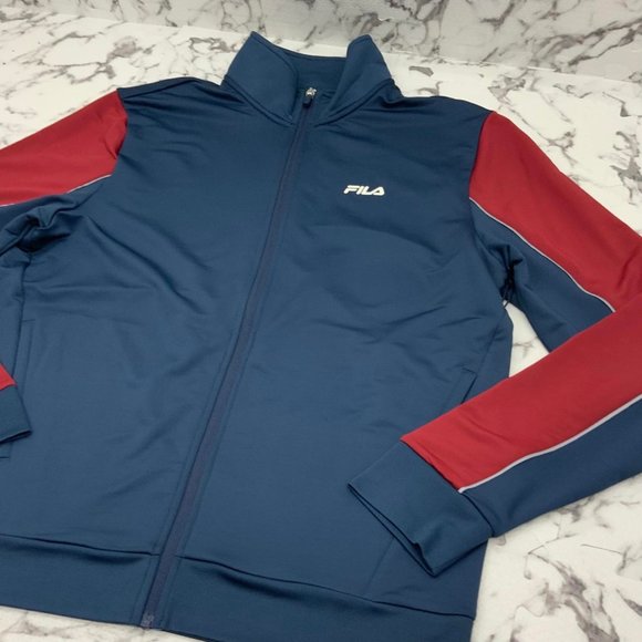 Men’s Fila Navy Burgundy Fashion Tracksuit - Picture 2 of 2